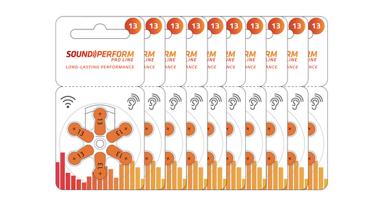 10x ZL13 Power Qualitäts Hörgerätebatterien Typ 13 orange, Für Hörgeräte 60 Stück Vorratspack, Made in Germany, Wireless Approved, quecksilberfrei