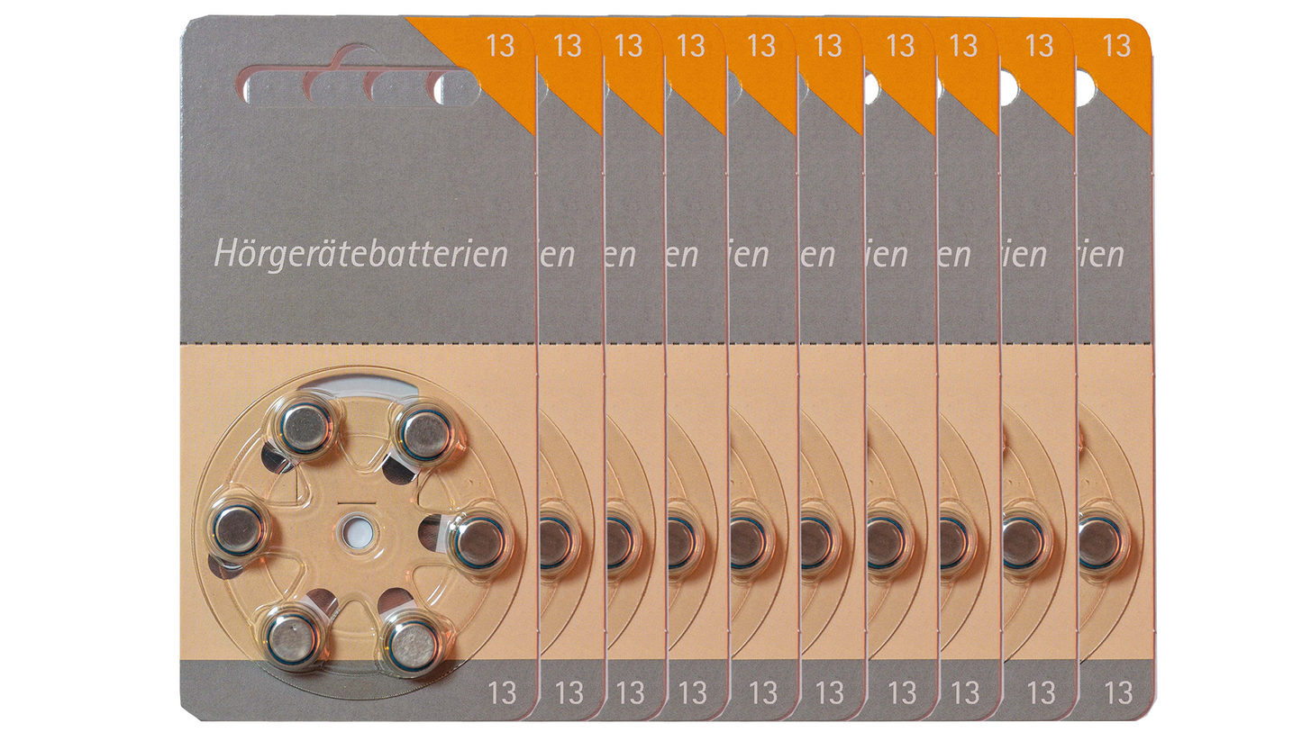 10x ZL13 Qualitäts Hörgerätebatterien Typ 13 orange, Batterien für Hörgeräte 60 Stück Vorratspack, Made in Germany, Wireless Approved, quecksilberfrei