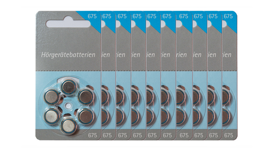 10x ZL675 Qualitäts Hörgerätebatterien Typ 675 blau, Batterien für Hörgeräte 60 Stück Vorratspack, Made in Germany, Wireless Approved, quecksilberfrei